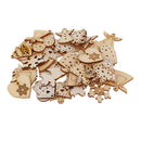 100 Pieces Lots Unfinished Wooden Christmas Shapes Pieces Embellishment for DIY Art Craft Card Making Scrapbooking Christmas Decoration Ornaments