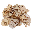 100 Pieces Lots Unfinished Wooden Christmas Shapes Pieces Embellishment for DIY Art Craft Card Making Scrapbooking Christmas Decoration Ornaments