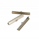 100 Pieces Ribbon End Clamp Leather Pinch Crimps Cord Ends Necklace Bracelet Connector With Loop for Jewelry Making Silver 30mm