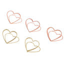 5 Pieces Colorful Metal Heart Shape Paper Clips Office Bookmarks Stationery