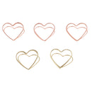 5 Pieces Colorful Metal Heart Shape Paper Clips Office Bookmarks Stationery