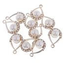 10pieces Champagne Gold Alloy Pearl Crystal Craft Charms For DIY Jewelry Making Craft Drop Shape Pendants 19x12mm