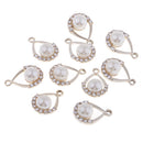 10pieces Champagne Gold Alloy Pearl Crystal Craft Charms For DIY Jewelry Making Craft Drop Shape Pendants 19x12mm
