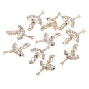 10 Pieces Shiny Rhinestone Ballet Girl Dancer Charms Pendants Spacer Beads Findings for Jewelry Making Earring Necklace DIY Handmade Craft Supplies