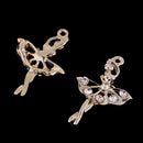 10 Pieces Shiny Rhinestone Ballet Girl Dancer Charms Pendants Spacer Beads Findings for Jewelry Making Earring Necklace DIY Handmade Craft Supplies