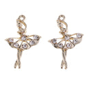 10 Pieces Shiny Rhinestone Ballet Girl Dancer Charms Pendants Spacer Beads Findings for Jewelry Making Earring Necklace DIY Handmade Craft Supplies