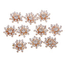 10 Pieces 15mm Gold Plated Metal Diamante Flower Buttons Embellishments Crystal Buttons Flatback DIY Accessories Sewing Fasteners Wedding Decorations