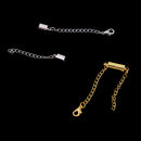 2 Pieces Silver Gold Tone Jewelry Making Magnetic Hooks Lobster Clasps Necklace Bracelet Converter Extender with Chain - 97 x 5mm / 3.82 x 0.20inch