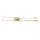 2 Pieces Silver Gold Tone Jewelry Making Magnetic Hooks Lobster Clasps Necklace Bracelet Converter Extender with Chain - 97 x 5mm / 3.82 x 0.20inch
