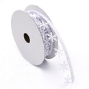 5 Meters 1" 25mm White Winter Christmas Snowflake Decoration Trimming Craft Ribbon DIY Card Making Gift Wrapping Xmas Tree Decoration