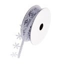 5 Meters 1" 25mm White Winter Christmas Snowflake Decoration Trimming Craft Ribbon DIY Card Making Gift Wrapping Xmas Tree Decoration