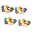 4 Piece Bird Alloy Enamel Pearl Crystal Flat Back Craft Buttons Scrapbooking Embellishment for Wedding Jewelry Making Clothing Bag Decoration