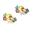 4 Piece Bird Alloy Enamel Pearl Crystal Flat Back Craft Buttons Scrapbooking Embellishment for Wedding Jewelry Making Clothing Bag Decoration