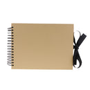 Brown A4 Size 40 Pages Ribbon Bow Kraft Paper Sketch Book Scrapbook Wedding Photo Album Display Book with Corner Stickers