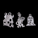 30 Pieces Halloween Charms Antique Silver DIY Craft Supplies Charms Pendants for Crafting, Jewelry Findings Making Accessory For DIY Necklace Bracelet