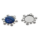 10 Pieces 25mm Vintage Christmas Snowflake Pendant Trays, Tibetan Silver, Blanks Cameo Bezel Cabochon Settings for Jewelry Making Charms