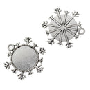 10 Pieces 25mm Vintage Christmas Snowflake Pendant Trays, Tibetan Silver, Blanks Cameo Bezel Cabochon Settings for Jewelry Making Charms