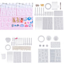 Resin Casting Molds and Tools Set, 9 Silicone Mold Jewelry Casting Molds, 5 Stirrers, 5 Droppers, 10 Finder Cots, 3 Stirring Rods, 5 Plastic Spoons