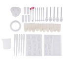 Resin Casting Molds and Tools Set, 9 Silicone Mold Jewelry Casting Molds, 5 Stirrers, 5 Droppers, 10 Finder Cots, 3 Stirring Rods, 5 Plastic Spoons
