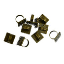 10 Pieces 20mm Bronze Plated Brass Adjustable Ring Settings Blank/Base,Fit 20mm Glass Cabochons,Buttons;Square Ring Bezels