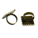 10 Pieces 20mm Bronze Plated Brass Adjustable Ring Settings Blank/Base,Fit 20mm Glass Cabochons,Buttons;Square Ring Bezels