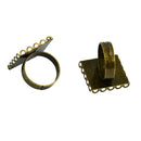 10 Pieces 20mm Bronze Plated Brass Adjustable Ring Settings Blank/Base,Fit 20mm Glass Cabochons,Buttons;Square Ring Bezels