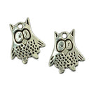 Wholesale Bulk Lots 100 Pieces Alloy Tibetan Silver Plated Owl Charms Pendants Spacer Beads for Jewelry Making DIY Handmade Craft Supplies 15x12mm