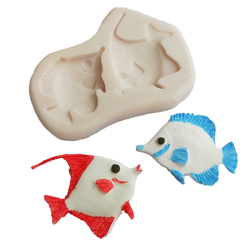 1 Set/2 Pieces Cute Kiss Fish Silicone Baking Cake Mold Halloween Fondant Decor Joyful Jewelry Making Supply