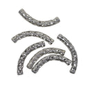 6 Pieces 40mm White Gold Curved Tube Spacer Jewellery Craft Beads Findings