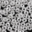 300 Pcs Crystal Wave Margin Rondelle Spacer Bead Silver 6mm Jewelry Makings