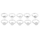 10 Pieces Lots Silver Plated Ring Blanks Adjustable 10mm Flat Pad Handmade Finger Rings Findings DIY Supplies Pad for Jewelry Making