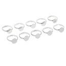 10 Pieces Lots Silver Plated Ring Blanks Adjustable 10mm Flat Pad Handmade Finger Rings Findings DIY Supplies Pad for Jewelry Making