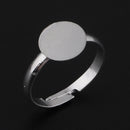 10 Pieces Lots Silver Plated Ring Blanks Adjustable 10mm Flat Pad Handmade Finger Rings Findings DIY Supplies Pad for Jewelry Making