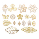 17 Piece Metal Filigree Leaves Flower Charms Pendant Jewelry Making Findings for DIY Wedding Bridal Hair Jewelry Gold