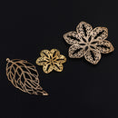 17 Piece Metal Filigree Leaves Flower Charms Pendant Jewelry Making Findings for DIY Wedding Bridal Hair Jewelry Gold
