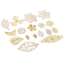 17 Piece Metal Filigree Leaves Flower Charms Pendant Jewelry Making Findings for DIY Wedding Bridal Hair Jewelry Gold