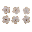 6 Pieces Flower Pearl Rustic Burlap Lace Trim Scrapbook Embellishment Applique Patch for Sewing on Clothing Decoration 70mm