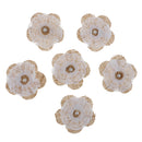 6 Pieces Flower Pearl Rustic Burlap Lace Trim Scrapbook Embellishment Applique Patch for Sewing on Clothing Decoration 70mm