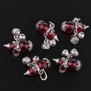 5 Pcs Faux Zircon Gourd Shape Charms Pendant For Jewelry Making DIY Necklace