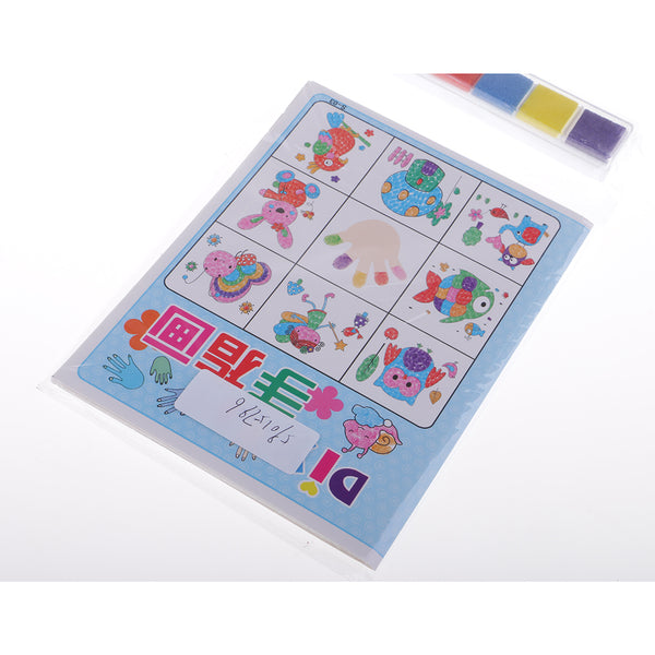 1 Set 6 Colors Finger Paints Ink Pad with 8pcs White Finger Painting Paper Kit for Kids Children Educational Toys