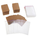 200 Sets Paper Jewelry Earrings Display Cards 67x50 mm Rectangle Ear Studs Ear Hooks Hanging Holder Brown with Self Adhesive Bags 100x70mm