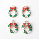 10 Pieces Alloy Crystal Enamel Christmas XMAS Necklace Bracelet Charms Pendants for DIY Kids Hair Accessories Decoration