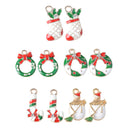 10 Pieces Alloy Crystal Enamel Christmas XMAS Necklace Bracelet Charms Pendants for DIY Kids Hair Accessories Decoration