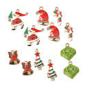 12 Pieces Happy Holiday Mixed Gold Plated Enamel Christmas Charms Pendants Dangle Beads for Necklace Bracelet Jewelry Making Gift Decoration Craft DIY