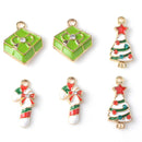 12 Pieces Happy Holiday Mixed Gold Plated Enamel Christmas Charms Pendants Dangle Beads for Necklace Bracelet Jewelry Making Gift Decoration Craft DIY