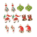 12 Pieces Happy Holiday Mixed Gold Plated Enamel Christmas Charms Pendants Dangle Beads for Necklace Bracelet Jewelry Making Gift Decoration Craft DIY
