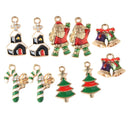 10 Pieces Enamel Rhinestone Christmas Charms Set Mixed Pendants Beads for Crafting, Jewelry Findings Making Accessory For DIY Necklace Bracelet