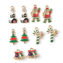 10 Pieces Enamel Rhinestone Christmas Charms Set Mixed Pendants Beads for Crafting, Jewelry Findings Making Accessory For DIY Necklace Bracelet
