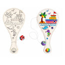 Racket Shape Wooden Paint Board With Ball DIY Kids Creative Drawing Template