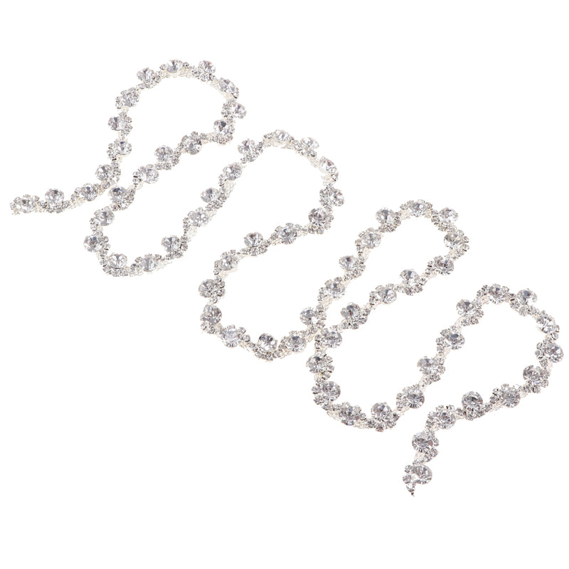1 Yard Alloy Crystal Rhinestone Chain Beaded Ribbon Trim Sewing Applique Embellishment for Wedding Bridal Dress Clothing Decoration